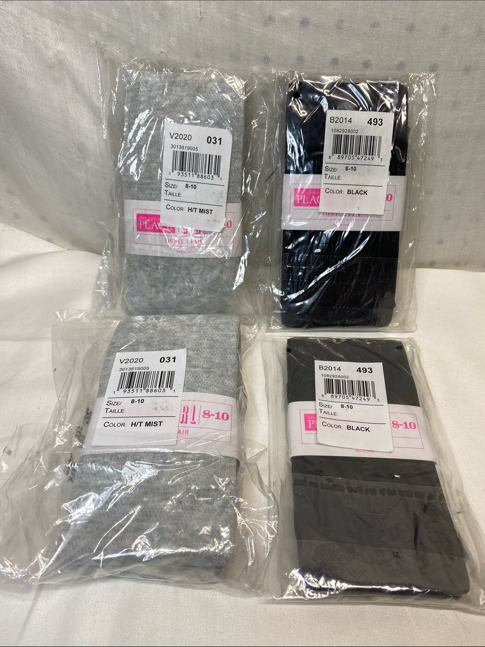 The Children's Place Tights Girls‎ Size 8-10 Black Gray Lot Of 4 New